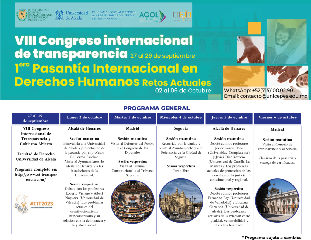 VIII Congreso Internacional de Transparencia y 1.ª Pasantía ...